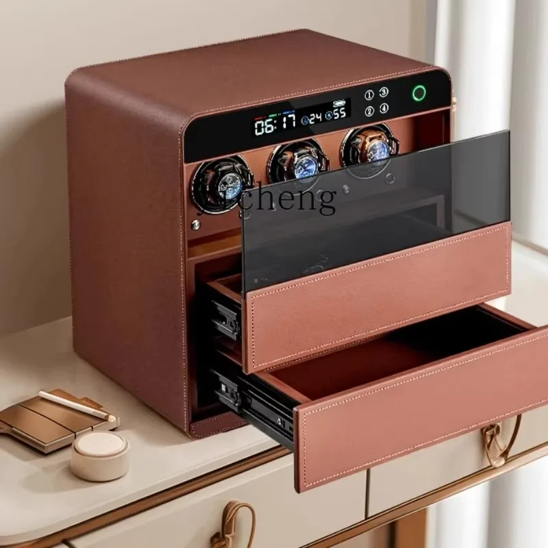 V21 Fingerprint Leather Drawer Jewelry Cabinet Household Documents Small Safe Invisible Storage Box