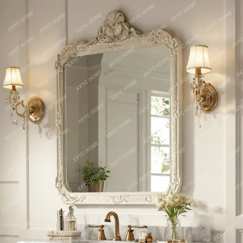 

B07 Style Light Luxury Decorative Mirror Home Living Room Fireplace Retro High-End Bedroom Makeup Mirror