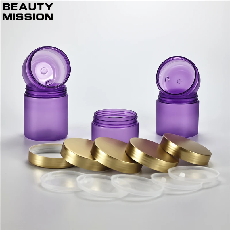 100g 120g 150g 200g 250g x 20 vazio fosco roxo frasco de plástico tampa dourada cosméticos creme facial cuidados com a pele recipientes de armazenamento