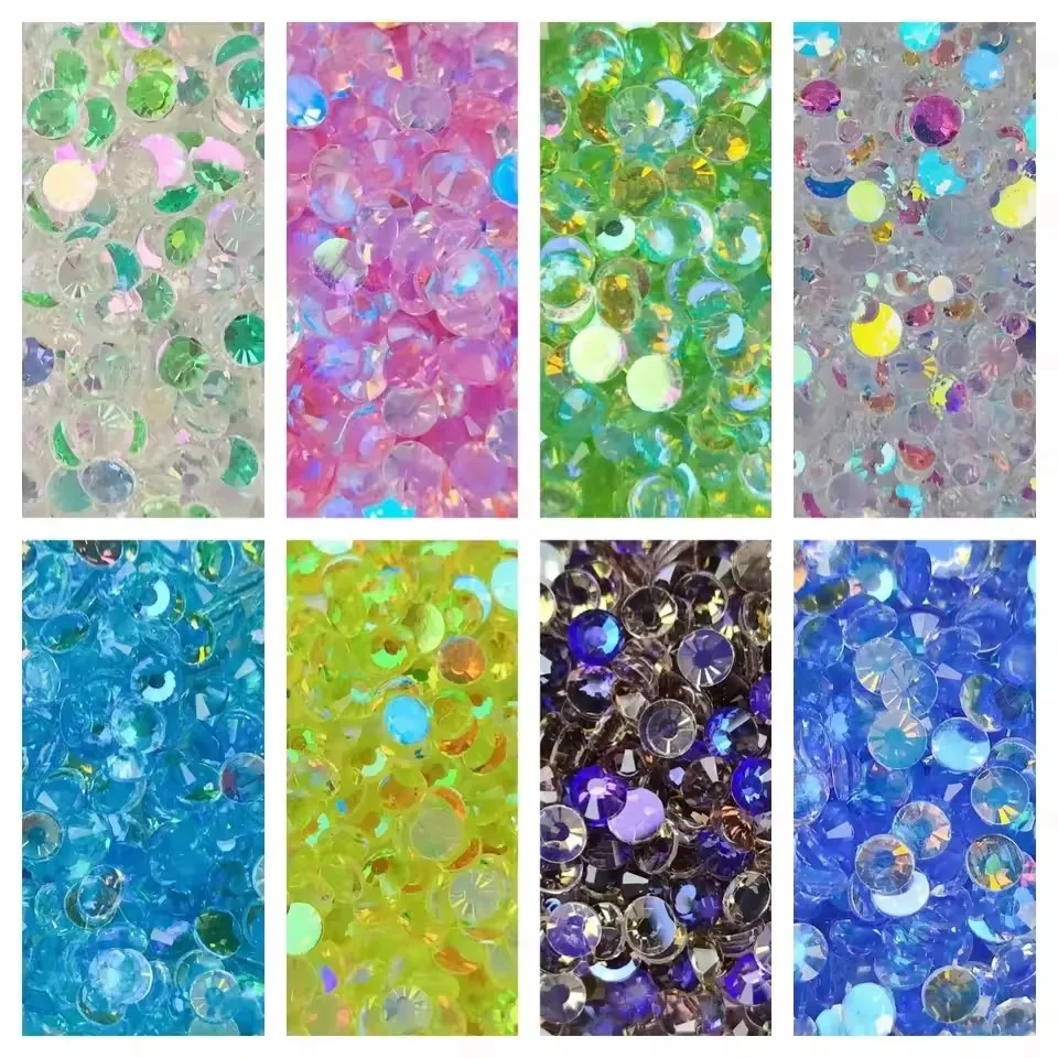 High quality Aurora Phantom Glass Flat Back Adhesive Diamond Nail Art Clothing Dual purpose Jewelry Decoration
