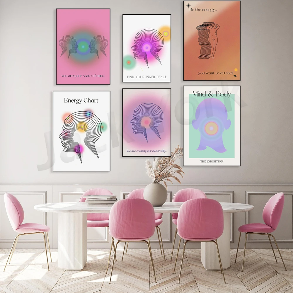Radiate Positivity Spiritual Energy Art Poster Gradient Print Positive Wall Art Exhibition Decor Aura Design