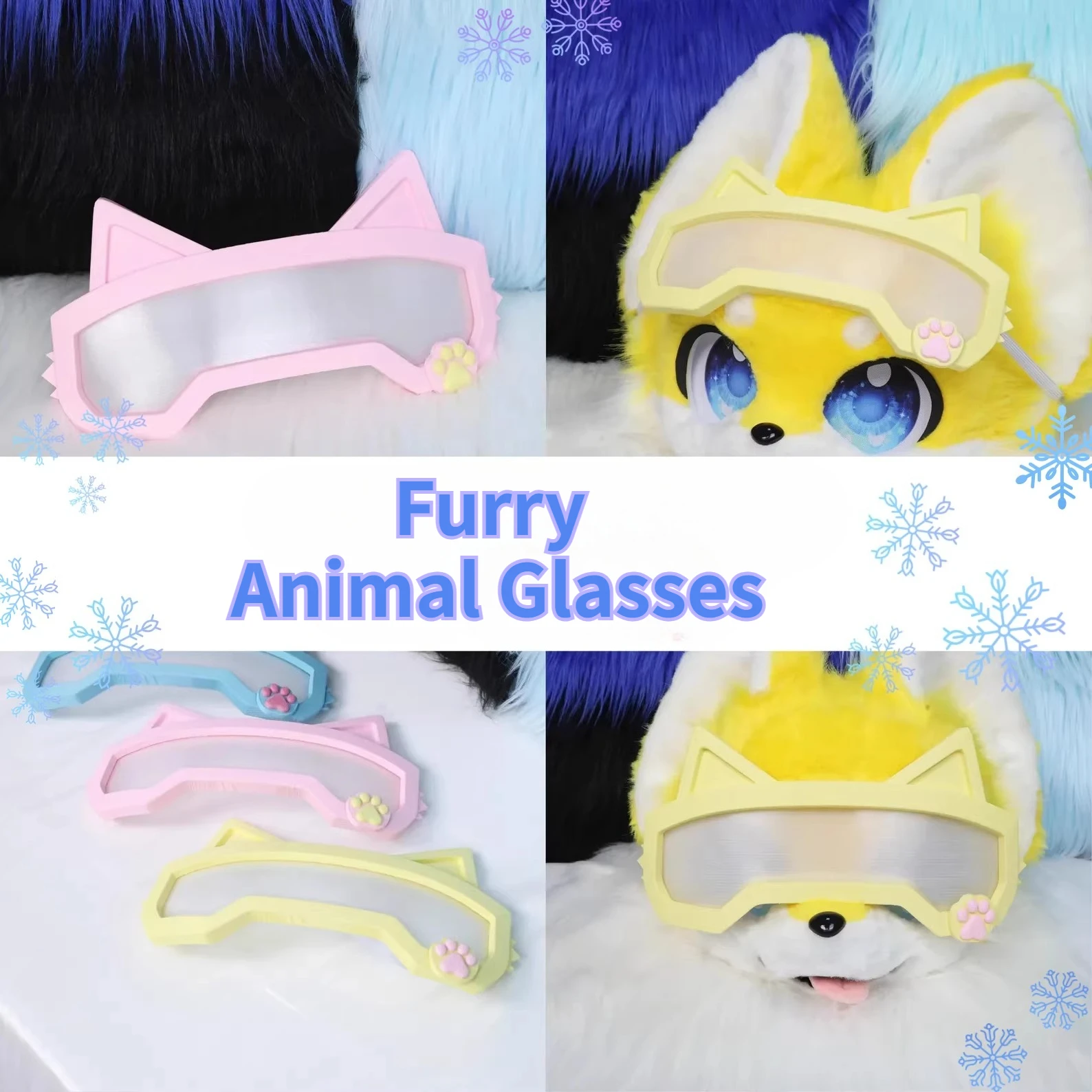 

Animal Glasses Fashion Cat Ear Glasses Beast Fur Set Kemono and Kigurumi Props Fur Decoration Accessories Role Playing Decoratio
