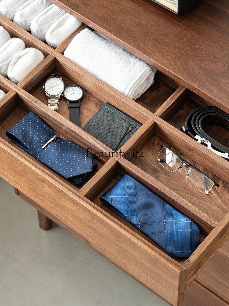 Bedroom Living Room Sofa Side Cabinet Black Walnut Simple Five-Bucket Cabinet Cabinet Storage Little Closet