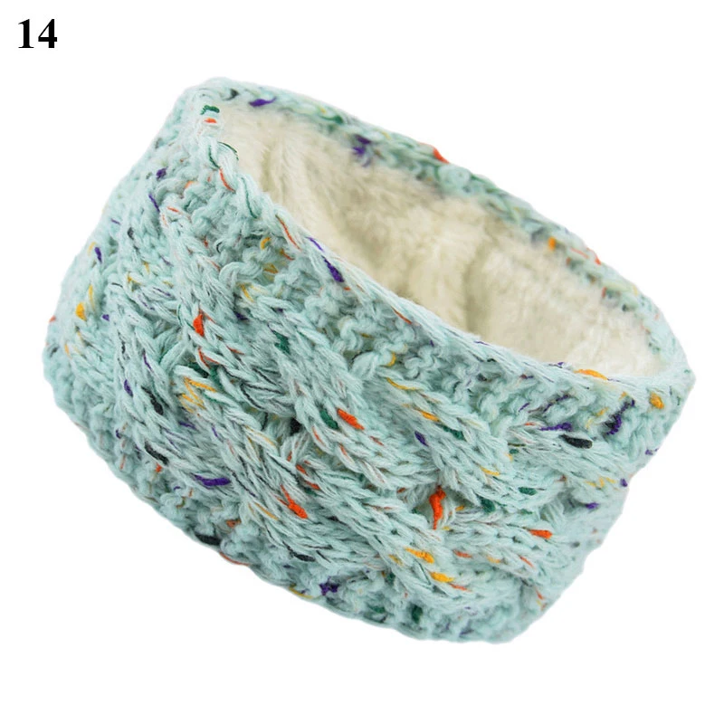 Plush Inside Knitting Headband Crochet Knitted Woolen Hair Bands Winter Warm Ear Turban Headwraps Wide Elastic Hair Band Fashion