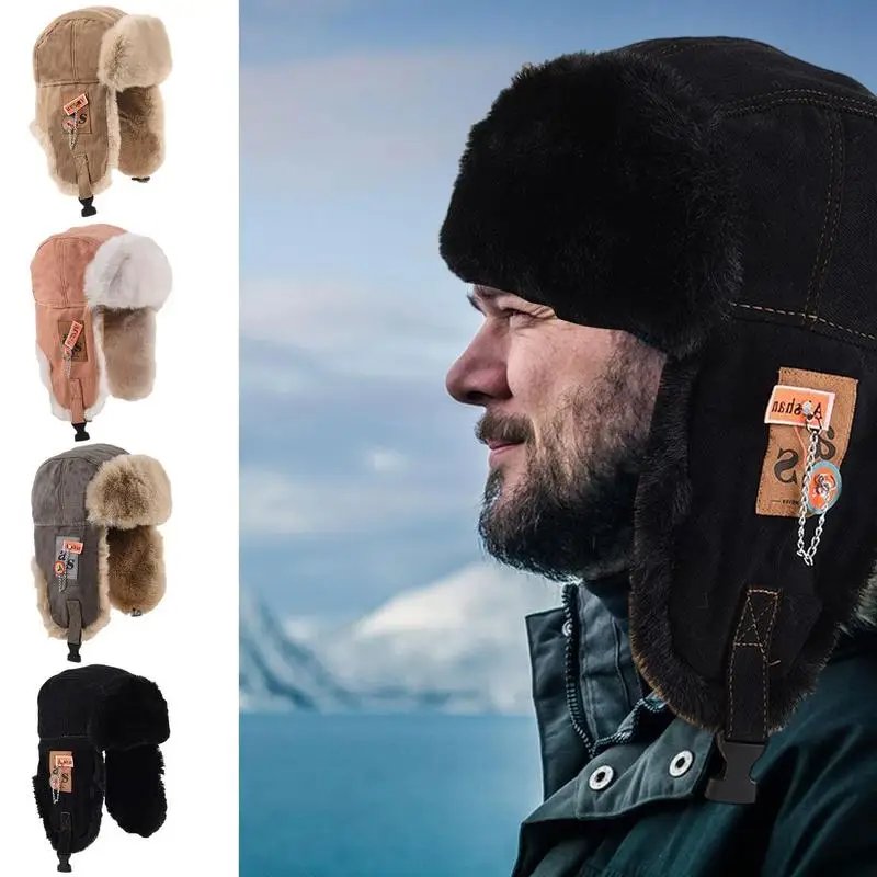 Männer Frauen Bomber Hüte Warme Winter Hüte Mit Ohrenklappen Pilot Stil Winter Trooper Hut Unisex Trapper hut Outdoor Sport Plüsch Kappe