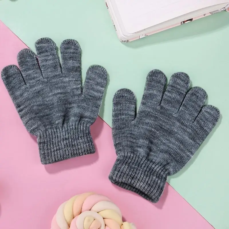 6 أزواج أطفال أطفال شتاء متوكينون قفازات كاملة الإصبع الطالب النيون لون الصلبة في الهواء الطلق ركوب الدراجات القفازات السحرية