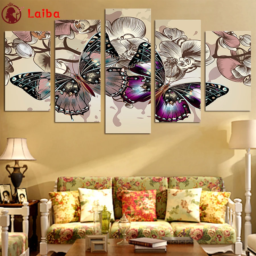 

5D Diamond painting, abstract art, colorful butterflies, painting, mosaic, needlework, living room decoration, DIY