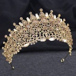 Champagne Rhinestones Tiaras and Crowns Princess Luxury Wedding Crown Bridal Headdress Party Birthday Hair Jewelry Gifts