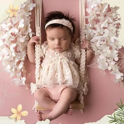 INS Newborn Photography Props Swing Prop Wooden Swing Seats Baby Wooden Prop Swing Baby Photoshoot Photography Accessories