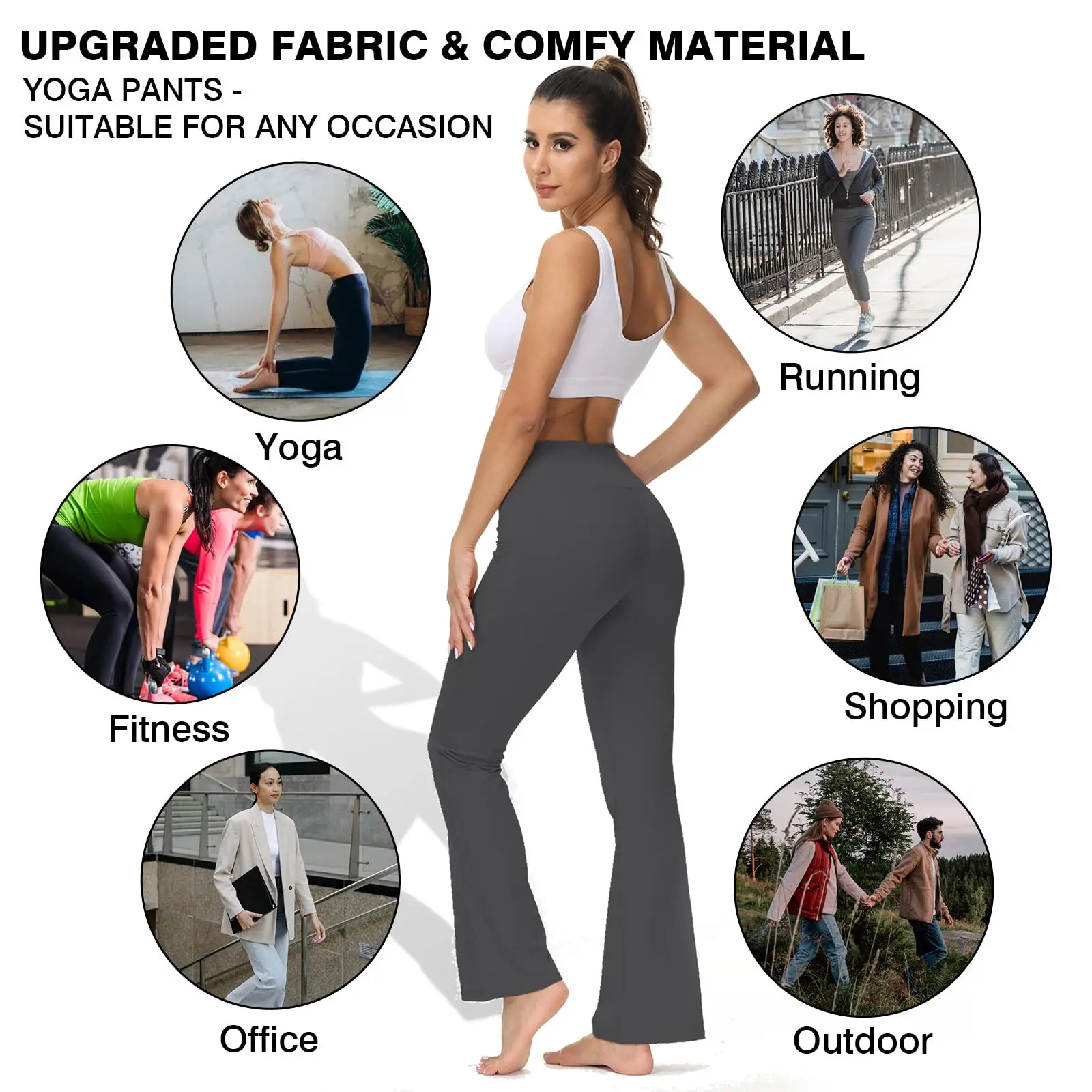 Women Cross Waist Flare Yoga Pant High Waisted Bootcut Wide Leg Workout Pants Tummy Control Stretch Workout Flare Pantis Legging