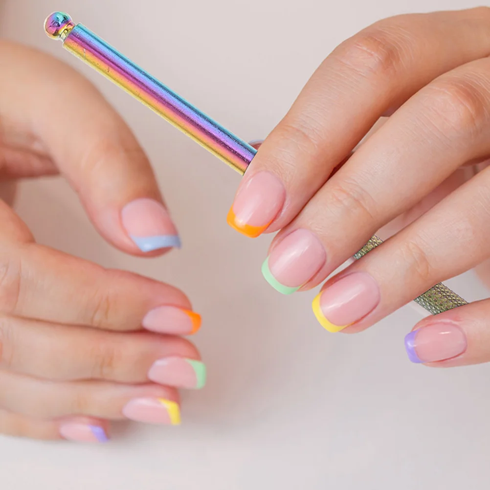 2 قطعة أداة انتهازي للبشرة من الفولاذ المقاوم للصدأ مكشطة أظافر مزدوجة النهاية لمزيل طلاء الأظافر الجل لوازم الأظافر الاحترافية #2