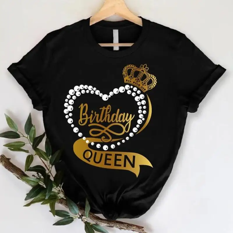 

Футболка королевы на день рождения с сердечком и жемчужной короной для вечеринки Wo