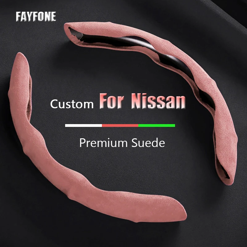 Suede Car Steering Wheel Cover For Nissan X-Trail LIVINA Cefiro Tiida Teana Qashqai Bluebird CIMA FUGA Custom Auto Accessories