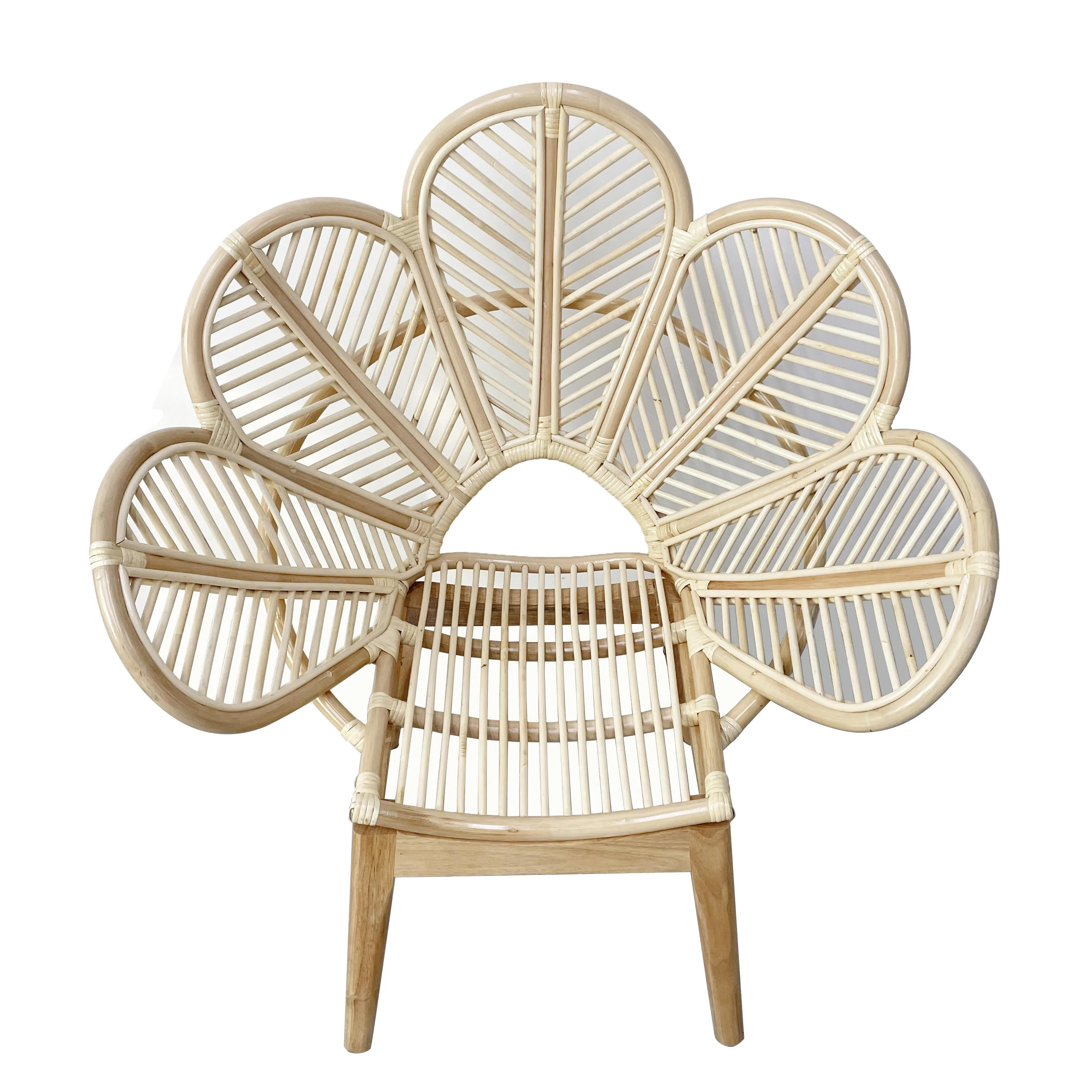 

Modern Natural Cane Hand Woven Petal Back Design Leisure Chair