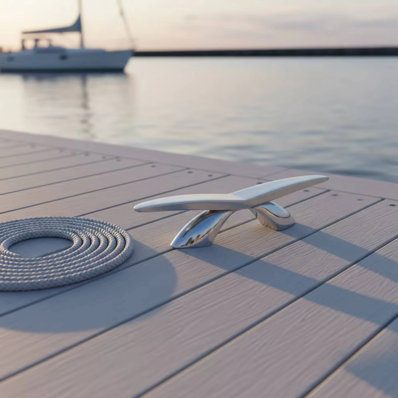 Wing-Shaped Boat Mooring Cleat Silver Wing Cleat with Mounting Feet Heavy Duty 8 Inch for Dock Line Securing, Waterfront Setups