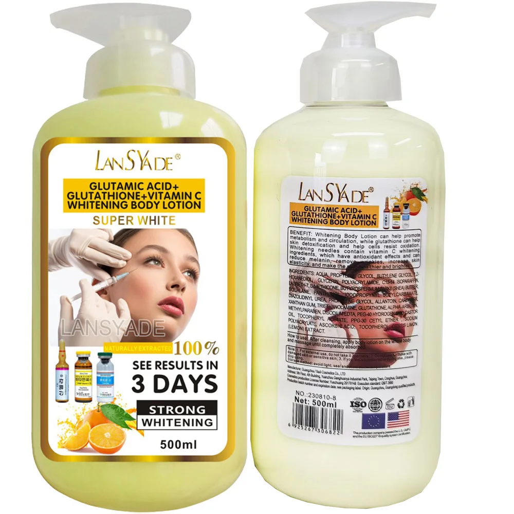 500ml Glutamic Acid+Glutathione+Vitamin C Whitening Body Lotion Skin Whitening Products For Dark Skin Women For All Skin Type