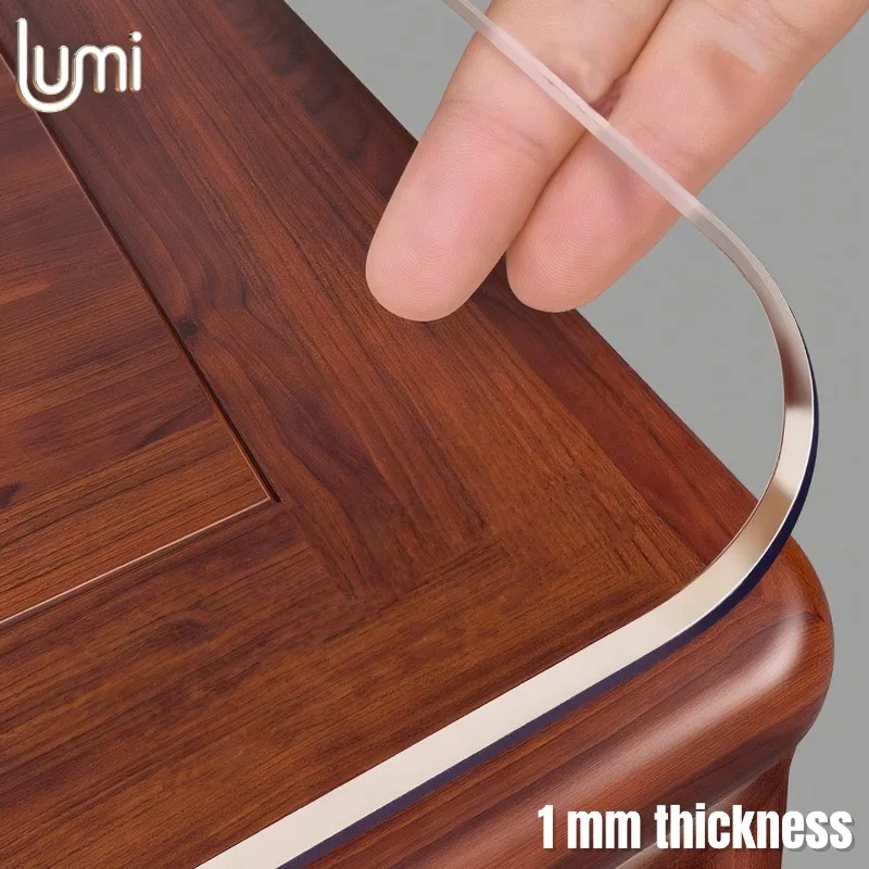 Transparent PVC Table Cover Mat Thick Clear Plastic Desk Protector Pad Oilproof Heat Resistant Washable Clear Tabletop Floor Mat