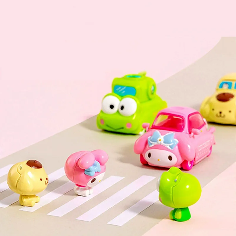 Funny Vehicle Family Series MINISO Kuromi PomPomPurin Hello Kitty Keroppi Badbadtz Maru Action Figure Toys Doll Kids Girls Gifts