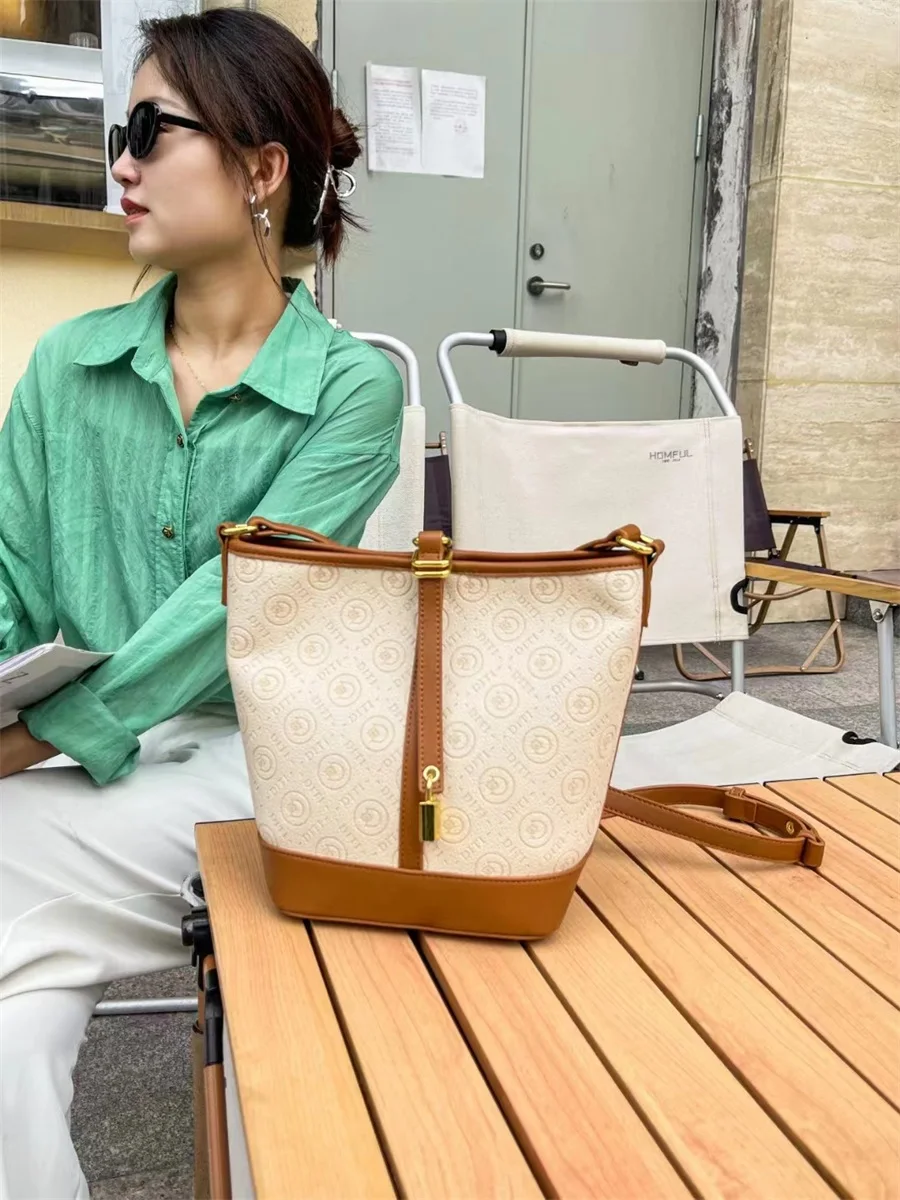 Luxury genuine leather bucket bag black – designer crossbody purse for women Vexaro