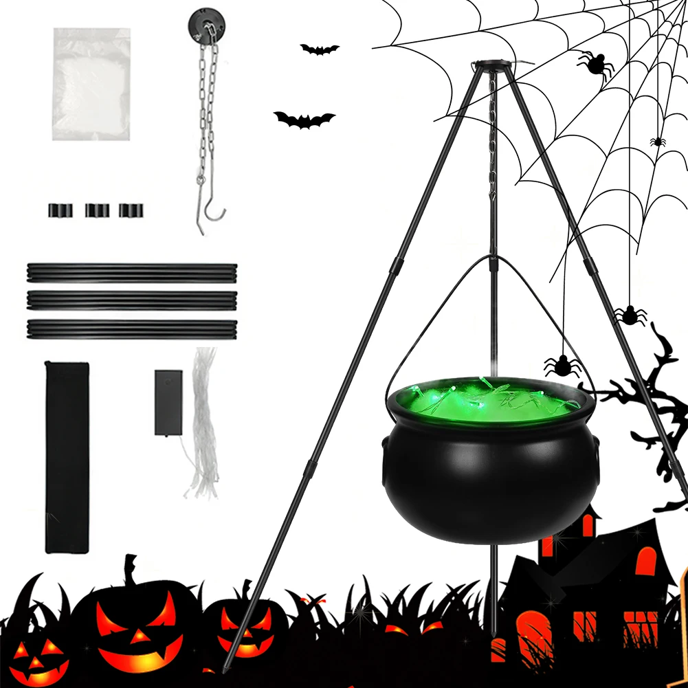 

Украшения на Хэллоуин, уличная черная пластиковая чаша, декор, 10-дюймовый котел ведьм на штативе для двора, патио, сада, газона, украшения