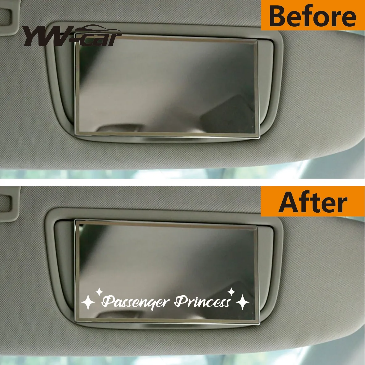 Cute Passenger Princess Car Mirror Stickers - Vinyl Decals for Rear View Mirror Decoration