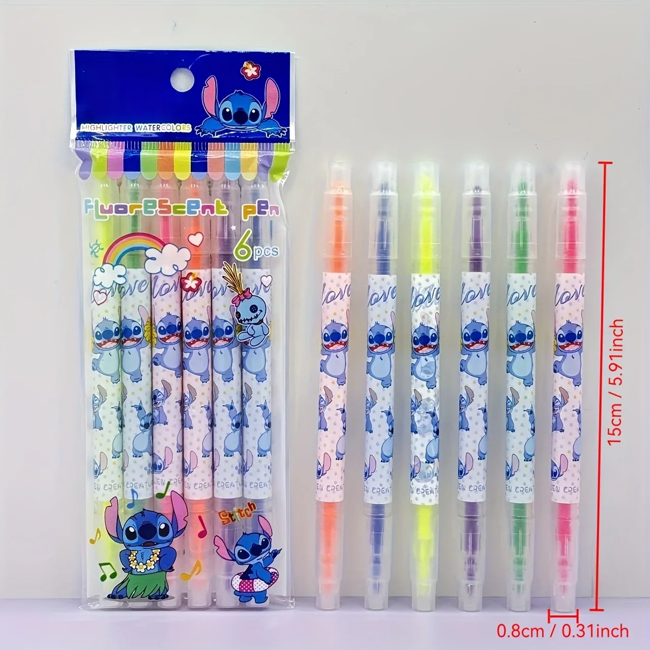 6pcs Stitch Marker Set with Stitch-Themed Capsule Cases & Labeled Tips - Medium Tip Paint Markers Suitable for Drawing