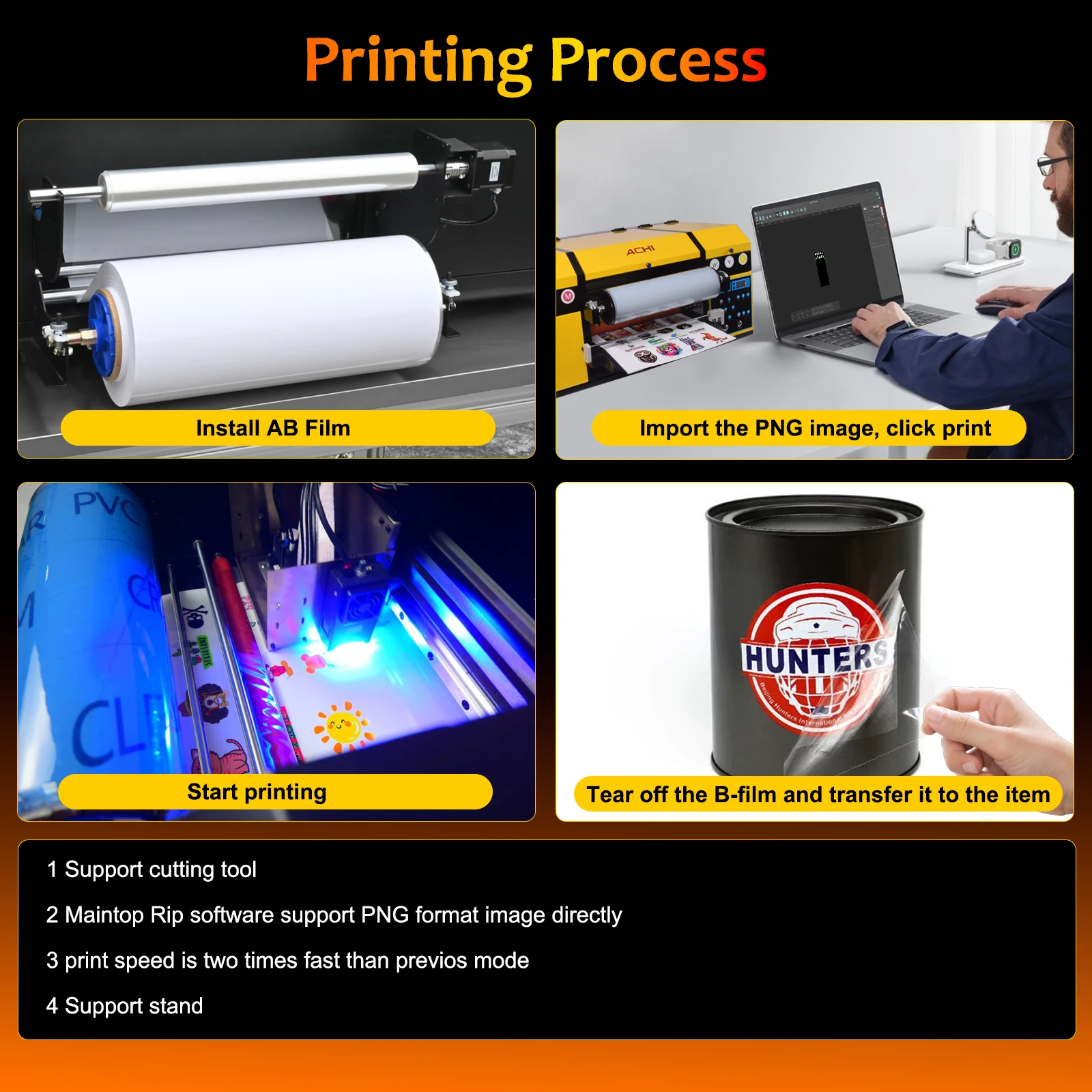 A3 UV DTF Printer  2 in 1 Varnish Laminating Gliding Printer Sticker Waterproof Dustproof Embossed for Wood Fabric Metal
