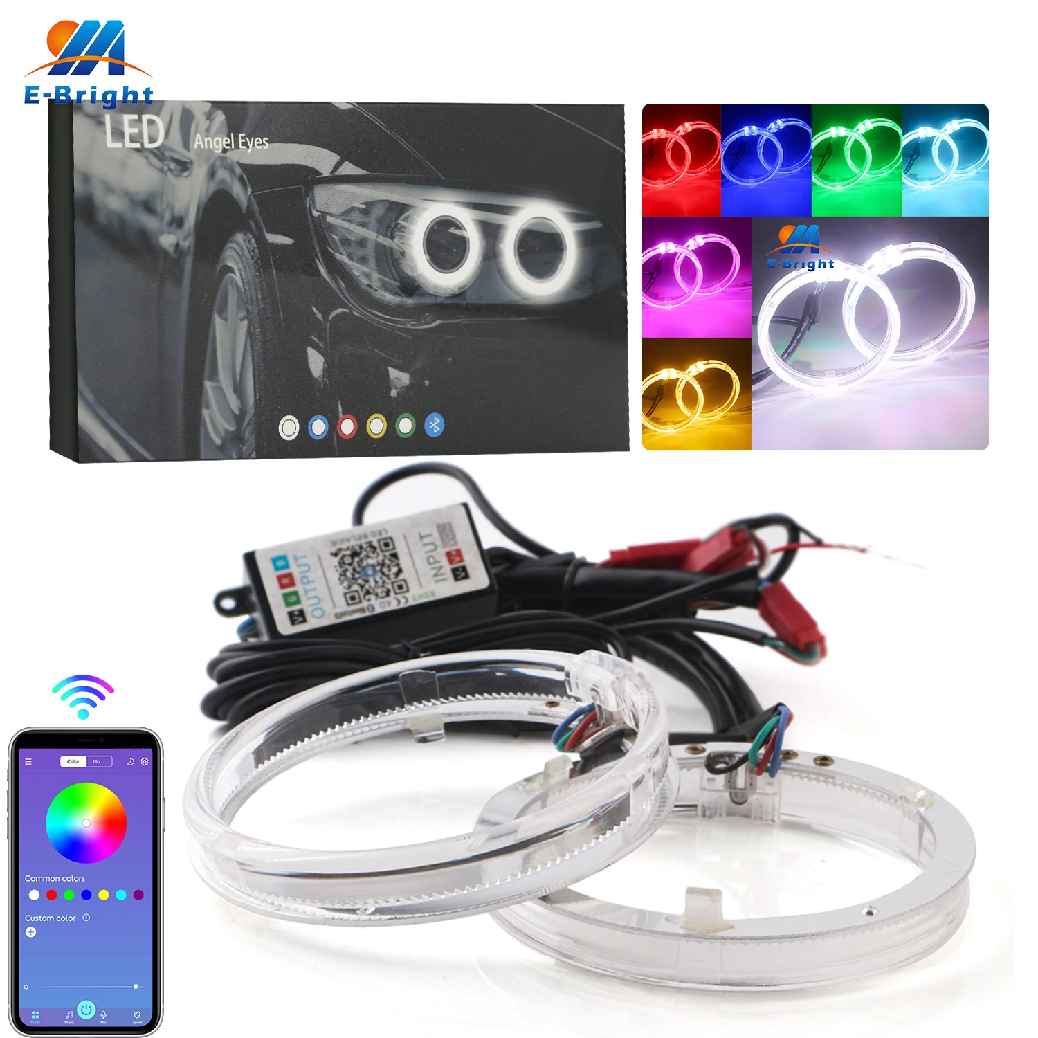 

APP RGB 85MM 80MM 95MM 120MM 131MM146MM Guide Angel Eye Halo Ring For 3in to 4.7in Motorcycles Car Headlight HID Xenon Projector