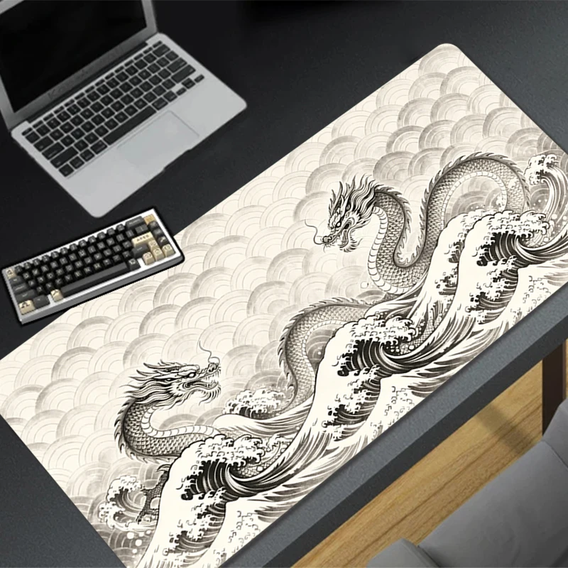 Large Dragon Mouse Pad Gaming E-sports Players Desk Mat Laptop Accessories Anime Carpet Non-Slip Black Dragon Extended Mousepad