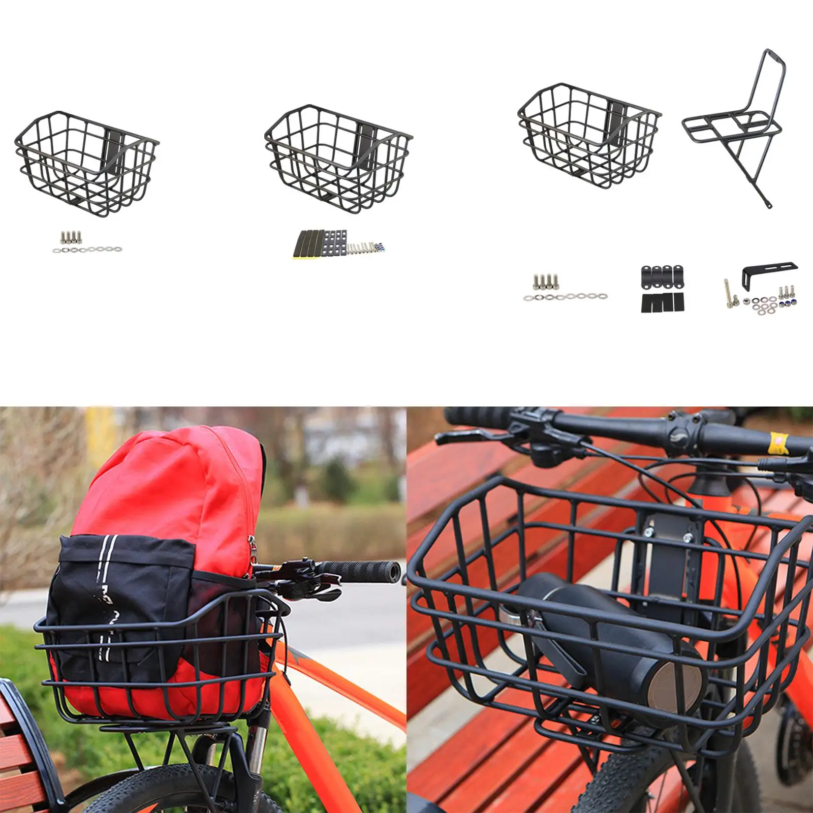 

Велосипедная корзина спереди, большая вместимость, удобная сборка, прочный аксессуар из алюминиевого сплава, черный грузовой контейнер для перевозки домашних животных