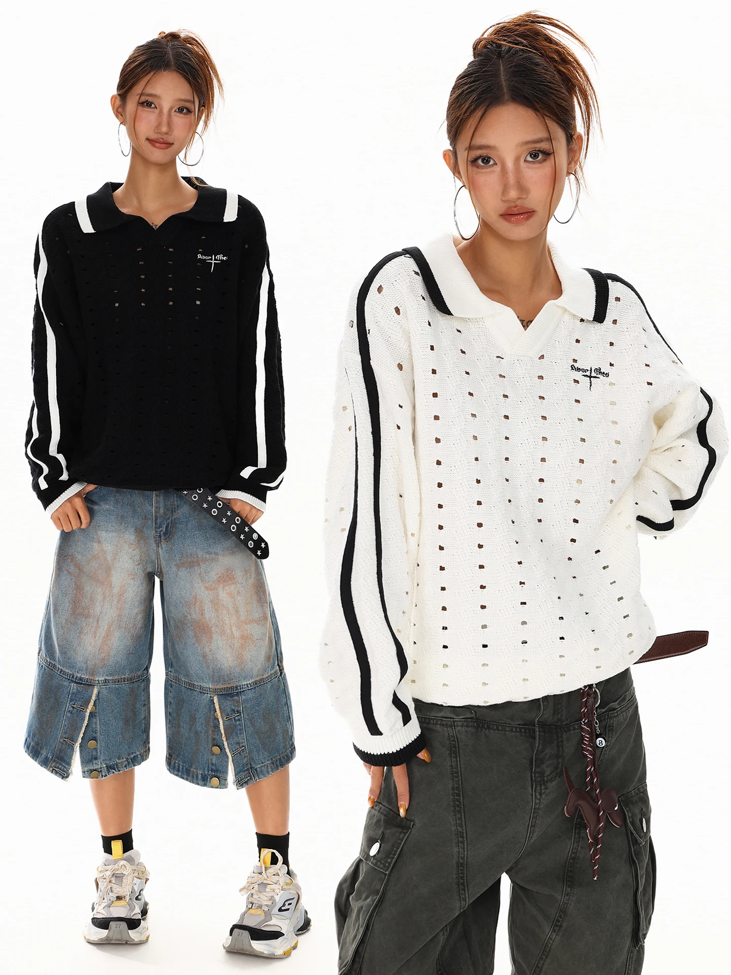 

XPKAEAX Вязаный свитер с вырезом воротника для мужчин и женщин, осенний уличный теплый длинный свитер в полоску с рисунком для поездок на работу F...