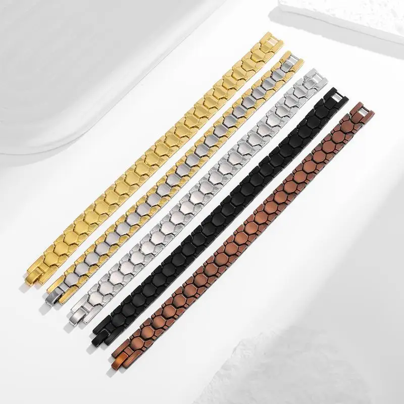 Waterproof Mens Zinc Alloy Bracelet Magnetic Therapy Hand Chain With Germanium Element Male Wrist Health Decor Supplies