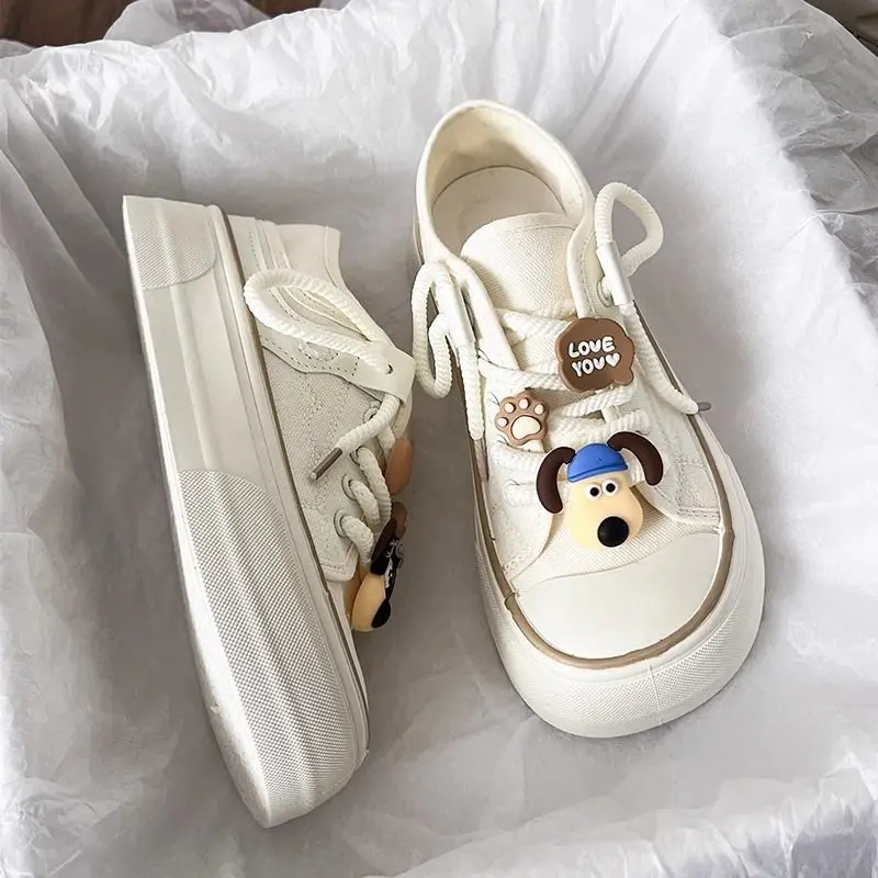 Ugly Cute Big Head Thick Bottom Canvas Shoes Women New Summer with Skirt Small White Shoes Niche Leisure Breathable Board Shoes