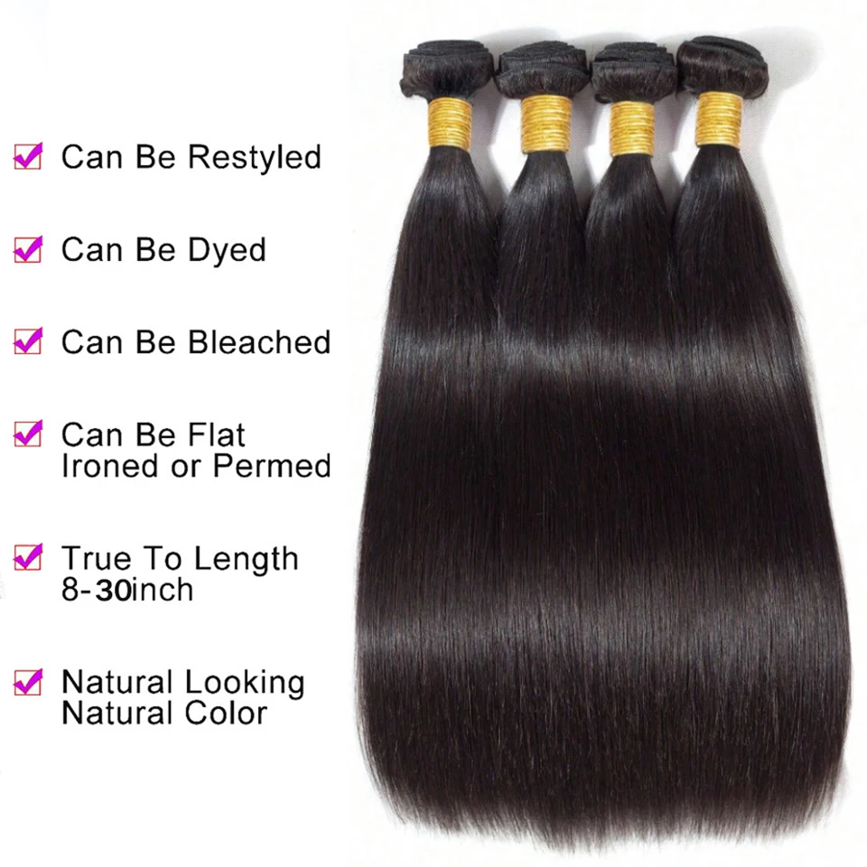 Peruvian Bone Straight Human Hair Bundles Deal Unprocessed Virgin Hair Extensions Long Thick Cheap Brazilian Hair Weave Natural