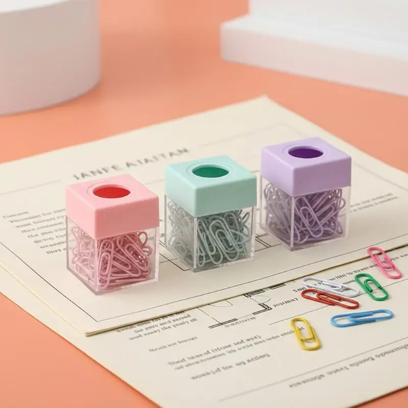 

Organize with 18pcs Macaron Color Paperclips Storage Box Perfect for Office School