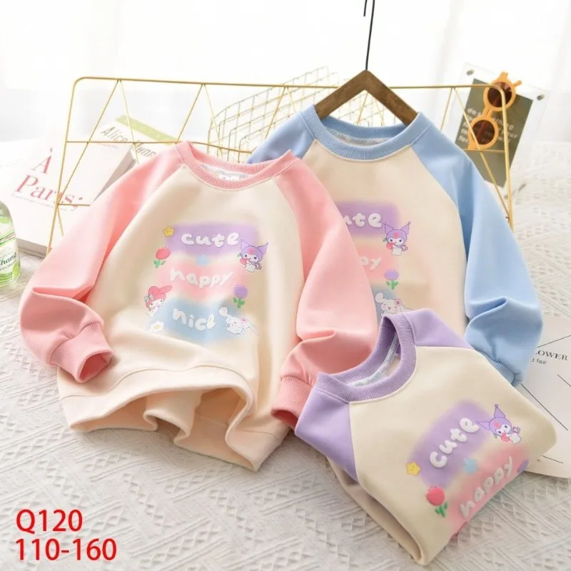 

Kuromi Anime Kawaii Sanrio Children Long Sleeve Hoodie Cute Cinnamoroll My Melody Round Neck Top Shoulders Shirt Clothing Gifts