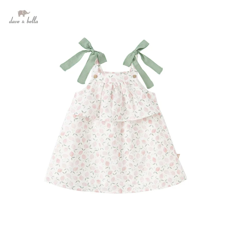 Dave Bella girls sleepveless dress elastic tube top dress cute floral casual summer beach lovely print girls dress db2220985