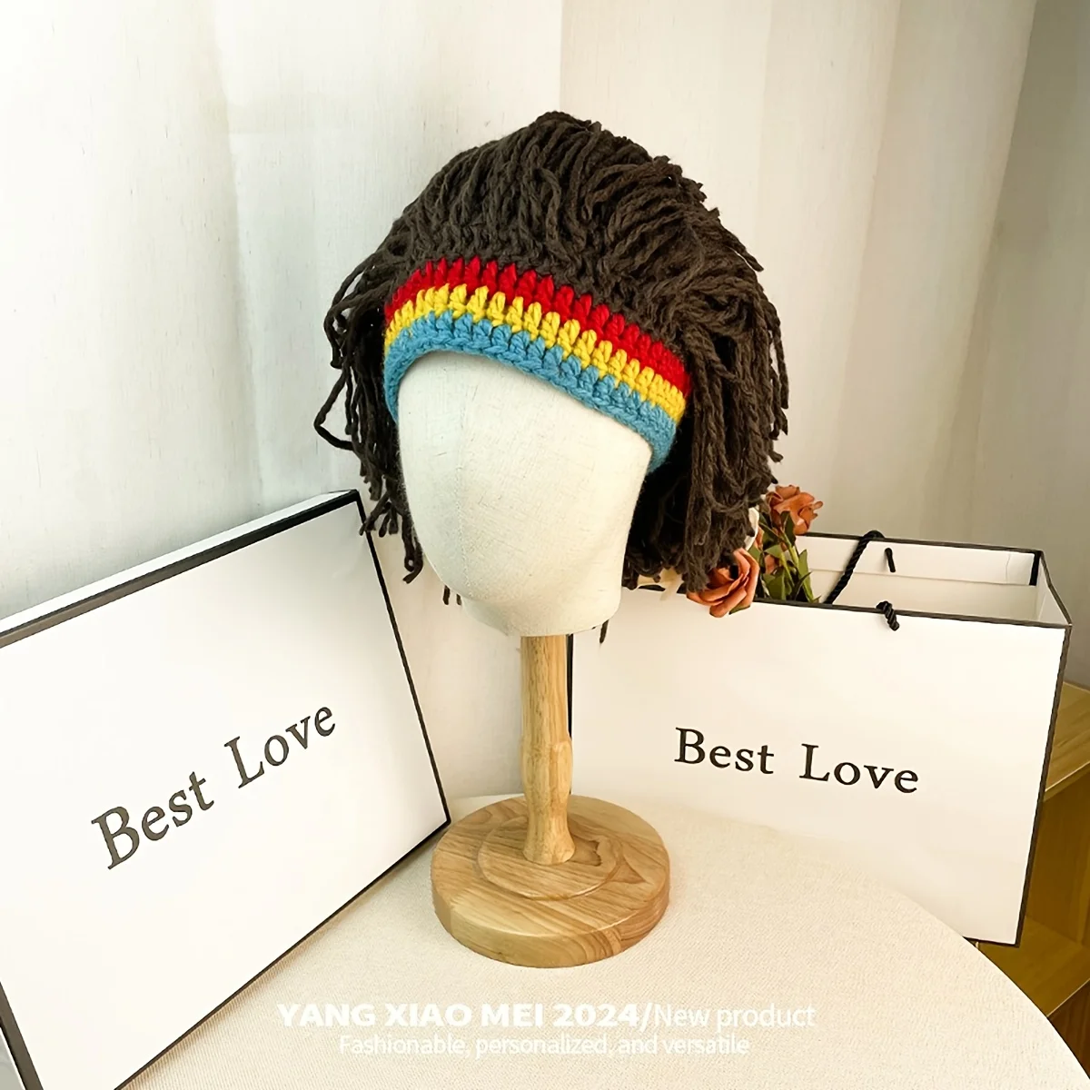 Rasta Wig Beanie Men's Caps Hip Hop Cap Handmade Crochet Winter Warm Hat Gorro Halloween Xmas Birthday Gifts Funny Party Wig view 6