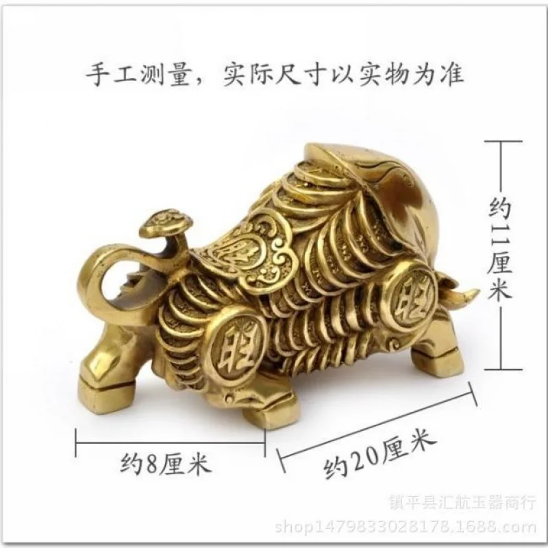 Copper Feng Shui Cow Ornament, Craft Decoration, Decorative Item, Wealth Gift
