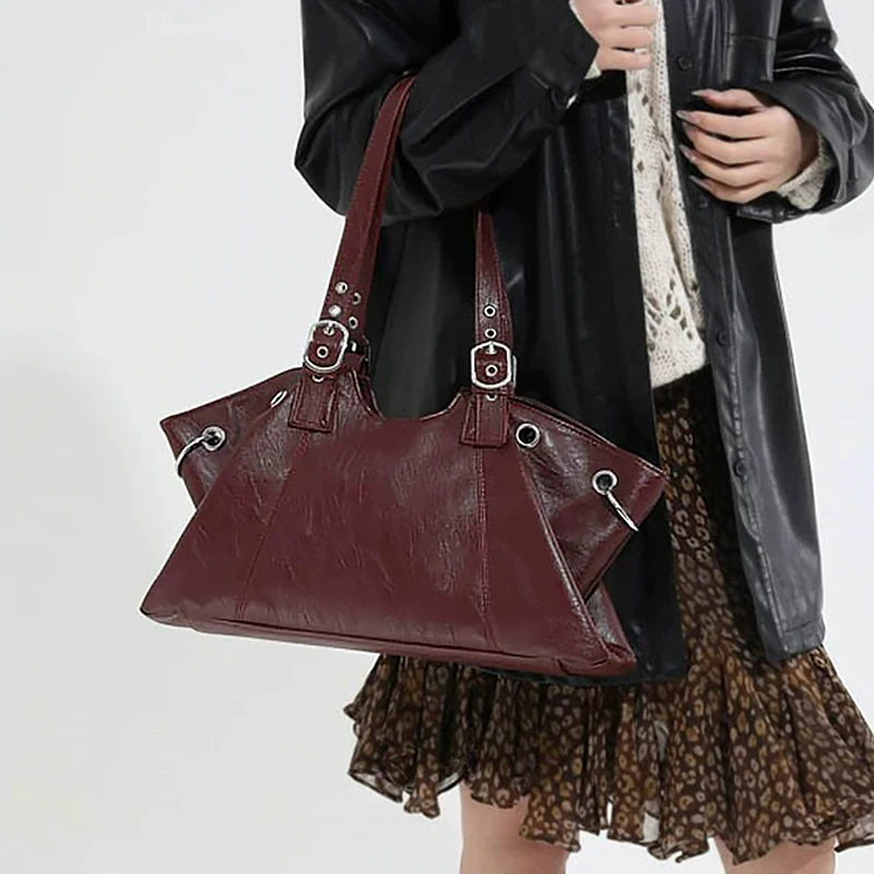 

Tote Bag Woman Large Capacity New Handbag Korean Popular Bag Lady Underarm Shoulder Bag Belt Buckle Design Commuter Crossbody