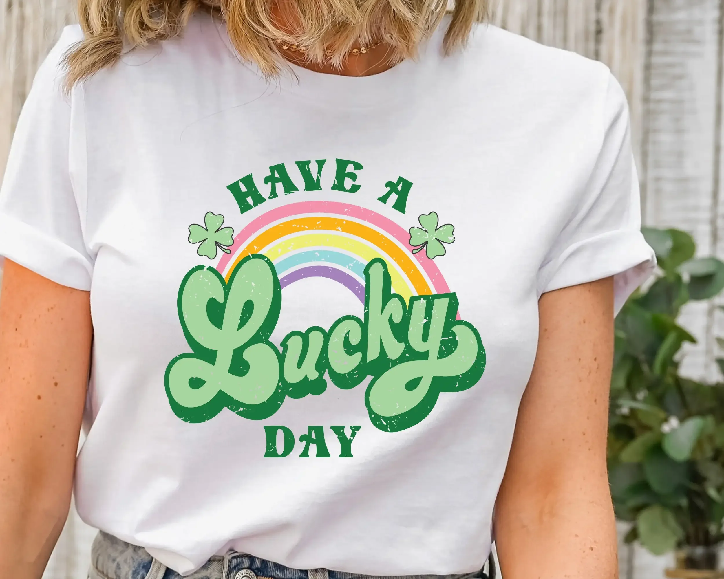 Have A Lucky Day T Shirt St Patricks Irish Cute Rainbow Pattys Mom Teacher