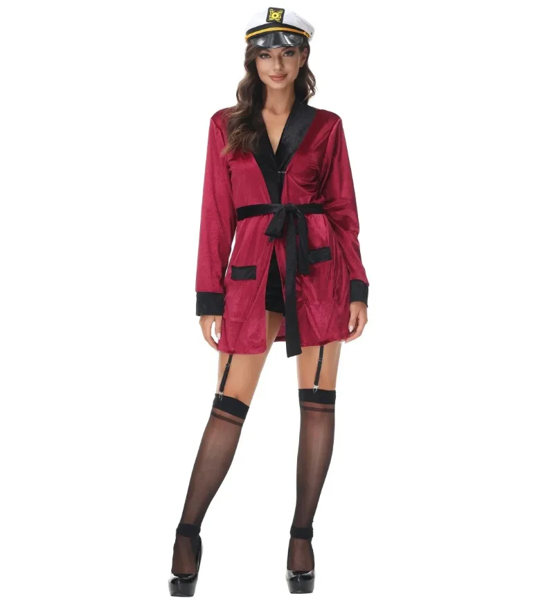

Sexy Stewardess Uniform Flight Attendant Cosplay Lingerie Lace Robe Dress Costume