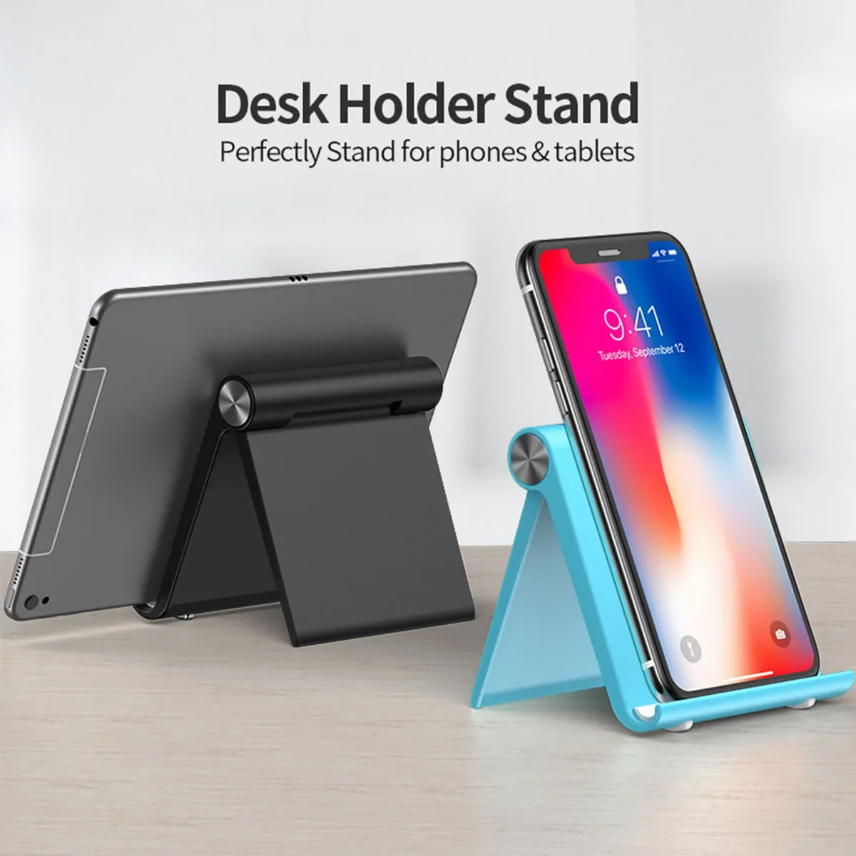 Universal Adjustable Phone Holder Stand - Portable Foldable Desktop Support for iPhone Samsung & All Cell Phones