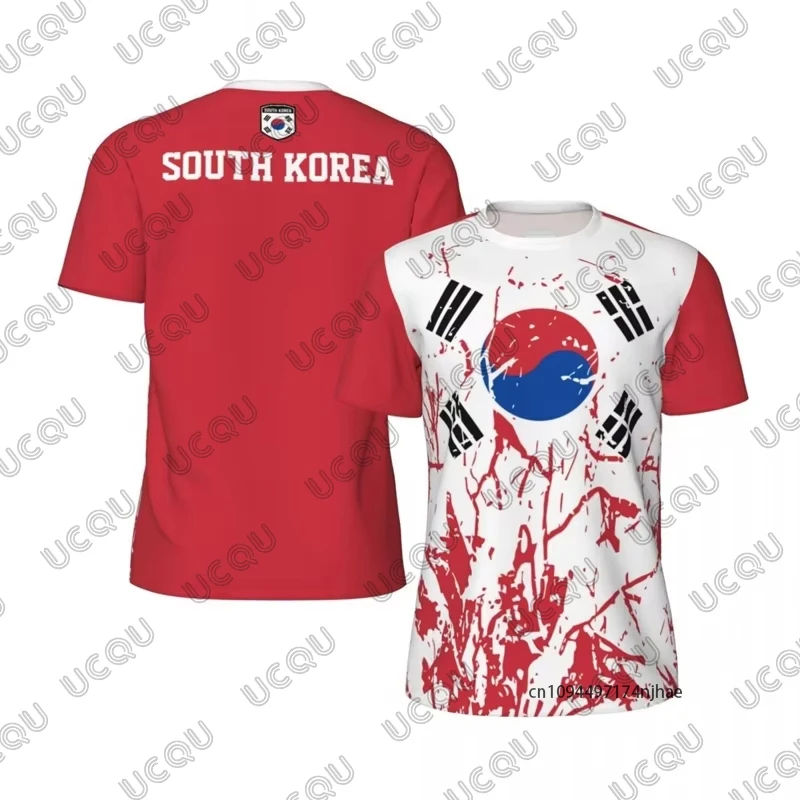 Summer New South Korea Flag Graphic Football Men's T-shirt National Emblem Print Sports Quick Dry Tees Casual Kids/Adult Tops