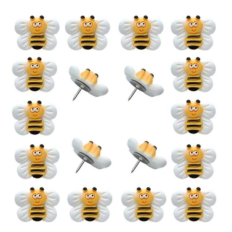 25 Pcs Bees Thumb Tacks Animal Decorative Push Pins Resin Bees Push Pins for Bulletin Board Photos Wall Pins Decor