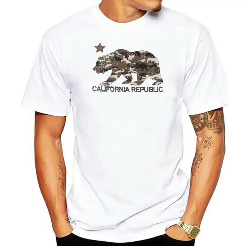 2023 Fashion Summer Style California Bear T-Shirt White Camouflage Camo Big Print Cali Republic Star BABA Tee shirt