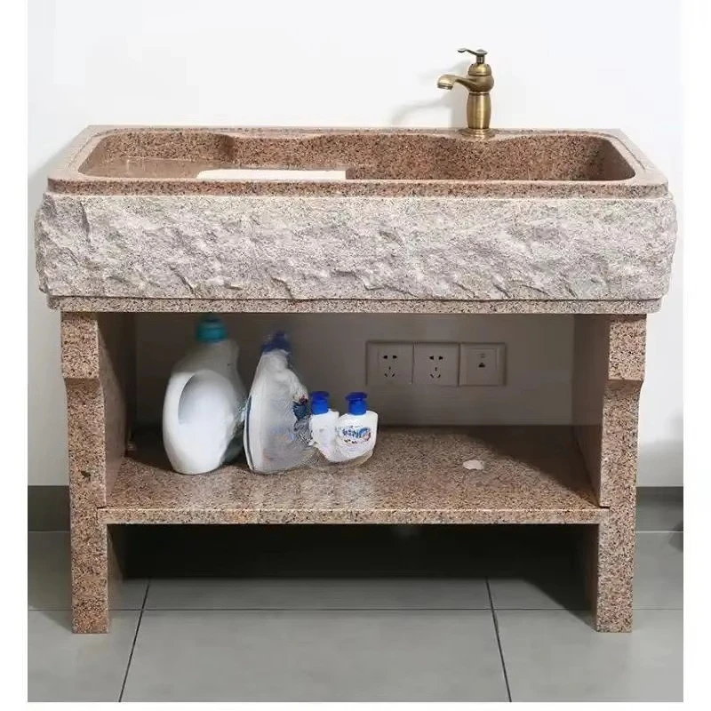 

Faucet Installation Outdoor Granite Stone Basin Drainer Rectangular Sink Garden Villa Handmade Bathroom Sink