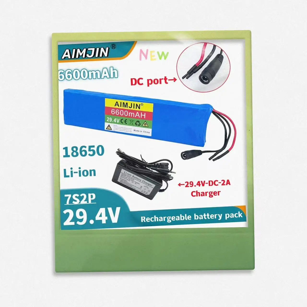 

7s2p 29.4V 6600mAH high-quality rechargeable lithium-ion battery with battery pack, built-in BMS+charger