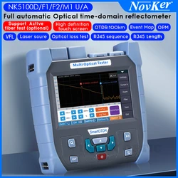 NOVKER Mini OTDR NK5100 SM MM Active Fiber 1550/1610nm Fiber Optic Reflectometer and VFL OLS OPM EventMap 24dB 100KM