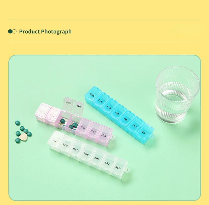 1 stücke 5 Farben 7 Tage Pille Medizin Box Wöchentliche Tablet Halter Lagerung Organizer Container Medizin Lagerung Unabhängige Gitter – Detail 7